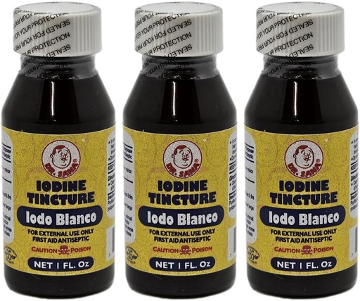 [BRSW2AQZC4MB43T2] Iodine Tincture koloreztatua. Lehen sorospen antiseptikoa Scrapes, Cuts, Bruises eta Burns txikientzat. 1 fl.oz. 3. paketea