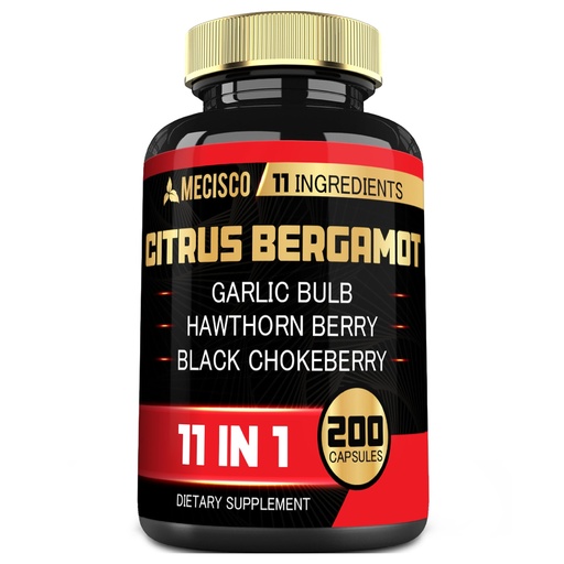 [BRSROHYKBANA4HTB] Mecisco 11in1 Citrus Bergamot Supplement 1000mg with Olive Leaf, Hawthorn Berry, Guggul, Garlic, and More - Support Immunity, Circulatory System & Overall Health - 200 Capsules