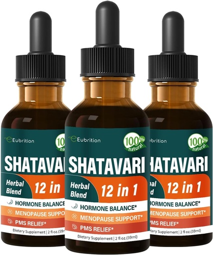 [BRSRAGLYCEHWKCT2] Shatavari Hormone Harmony Drops for Menopause Relief & PMS Support, 12-in-1 Herbal Blend with Wild Yam & Vitex Berry, 6oz
