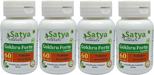 [BRSRA2Q7O4AQKYAY] Gokhru Forte Capsule 500 mg. 60 Veg. Capsule | Gokharu (Tribulus Terrestris) Extract Capsules for Men and women | Ayurvedic Herbal Supplement/Remedies | 10:1 Forte (4 Bottles of 60 Capsules)