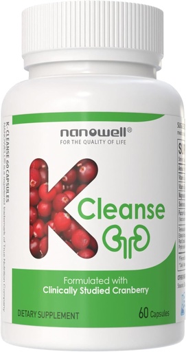 [BRSROHANAUMGEH3O] NANOWELL K-Cleanse - Kidney Cleanse Supplement with Pacran Cranberry Extract, Magnesium, Selenium, Vitamins B5 & B6-60 Capsules, 30 Day Supply