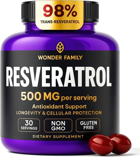 [BRSRAHYOBAOQGYI4] Resveratrol supplement 500mg — 98% Trans Resveratrol 1000mg Organic Complex — NAD Resveratrol Antioxidants ' Anti Aging Health, Memory Lift, Wellness Formula, Healthy Cell Support