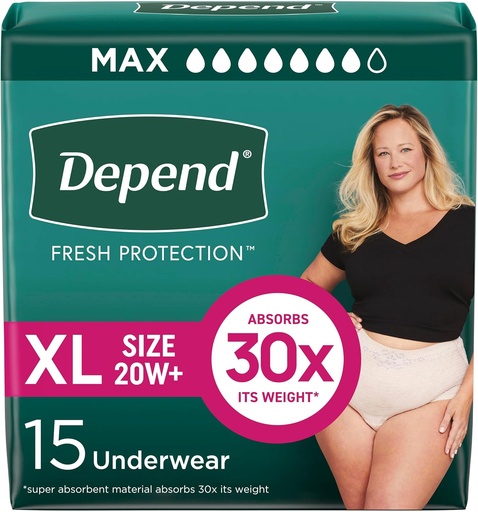[BRSWIFQMAV4WI3AV] Friss védettség felnőtt pelenkák, inkontinencia & postpartum hólyagok Leak Underwear for Women, Disposable, Maximum, Extra- Large, Blush, 15 Count, Packaging May Vary