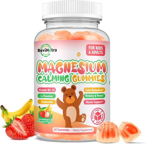 [BRSREFQ6DMFAACDK] Uşaqlar üçün maşınlar - L-Theanine, Vitamin B6, U3 Uşaqlar və Yetişkin Sleep, Calm, Rahatlaşdırma, Beyin, Bones, Muscle Relief, Sugar Free Banana & Strawberry 60ct ilə maşınlar