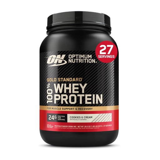 [BRSWIYQOBIMAOD3K] Optimum Nutrition Gold Standard 100% Whey Protein Powder, Cookies & Cream, 2 Pound (Packaging May Vary)