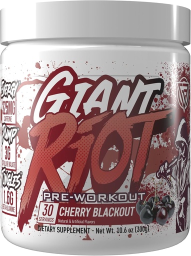 [BRSW2GACCR6RUGTZ] Giant Riot Pre-Workout Powder (30 Servings, Cherry Blackout)