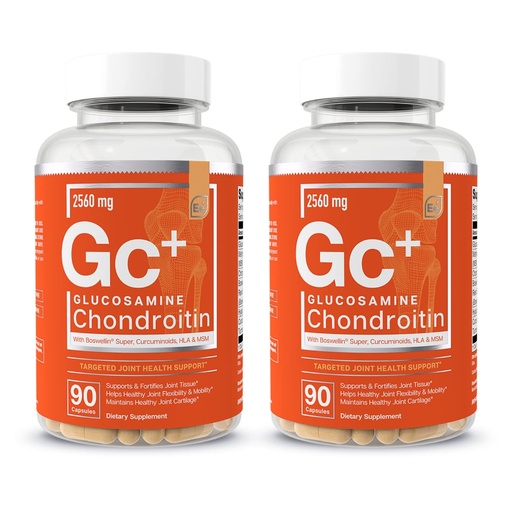 [BRSW2BIDOAHBUD3V] Essential Elements Glucosamine Chondroitin MSM Boswellia Serrata Hyaluronic Acid Supplement Joint Support Antioxidant Supplement for Flexibility - 180 Capsules (2-Pack)