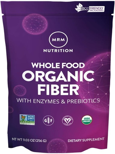 [BRSWECQRBN7AAC3L] MRM Whole Food Organic Fiber with Enzymes & Prebiotics - Organic High Fiber Powder Supplement for Daily Digestive Support, Soluble & Insoluble Dietary Fiber, Prebiotic Blend, 6 g Fiber - 32 Servings