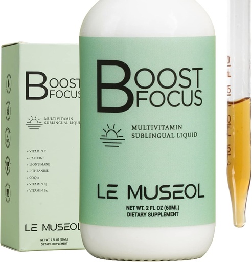 [BRSW2BABPMFROHYY] USA-Made Lions Mane Boost Focus Multivitaminski podjezični tekoči: Essential Energy dodatek z vitaminom B3, B12, CoQ10, L Theanin in kofein za maksimalni fokus
