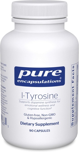 [BRSWIZD5CIDWOF3Y] Pure Encapsulations L-Tyrosine - Amino Acid תוסף - עבור תמיכה במוח, Dopamine & Thyroid פונקציונלי * - טבעוני & Non-GMO - 90 קפסולות