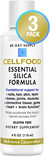 [BRSWYAQDOAPBQCLZ] Cellfood Essential Silica Anti-Aging פורמולה - 4 oz, 3 Pack - תומך עצמות בריאות, מפרקים, שיער, עור, ריחות, שיניים וחניכיים - Easy to Absorb - Gluten & Thiaminase חינם, non-GMO - 120 ימים אספקת אספקה