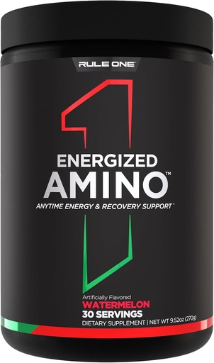 [BRSRAZTQCACQ2F3K] Rule 1 Energized Amino – Anytime Energy and Recovery Support with BCAAs, Glutamine, Citrulline, Beta Alanine, and Caffeine from Green Coffee & Tea Leaf Extracts (30 Servings, Watermelon)