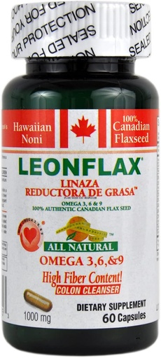 [BRSWIYILOJ4QCGT6] LEONFLAX, 100% Autentic Canadian Flax Seed, Improve Your Digetical Health, 60 Capsules, Bottle