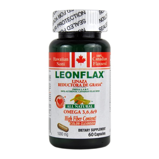 [BRSWIYILOJ4QCGT6] LEONFLAX, 100% Authentic Canadian Flax Seed, Improve Your Digestive Health, 60 Capsules, Bottle