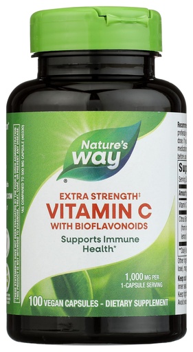 [BRSWIYQPO4JQGFTM] Nature's Way Extra Strength(1) Vitamin C with Bioflavonoids, Supports Immune Health*, Promotes Collagen Production for Healthy Skin*, 1,000 mg per Capsule, 100 Vegan Capsules (Packaging May Vary)