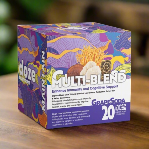 [BRSROGAFCUCQYETZ] Magic Doze™ Maintain: Multi-Blend Mushroom Gummies, 6000mg Lion's Mane, Cordyceps, Reishi, and Turkey Tail Fruiting Body, 20 Vegan Gummies Per Bottle