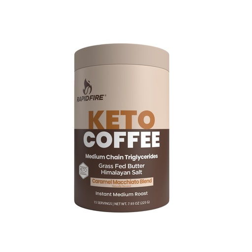 [BRSWYZA7BF7BQ3DK] Rapidfire Keto Coffee Instant Coffee Mix, Caramel Macchiato Flavor, 7.93 Ounce (255g), 15 Servings