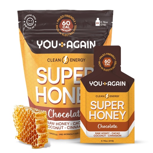 [BRSROAYFAQCGY3DO] You Again Super Honey Chocolate Packets | Workout Clean Energy Gel Packs | Cycling, Endurance, Running Gel or Energy Snack | Paleo & Carnivore Snack | Gluten-Free | Made in USA | 8 Count