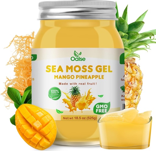 [BRSRMAL4BN7WK2Q4] Sea Moss Gel - 18.5OZ Mango Pineapple Flavor Sea Moss Gel Raw Nutritious Rich in 102 Vitamins and Minerals, Proteins & Vitamins, Vegan-Friendly