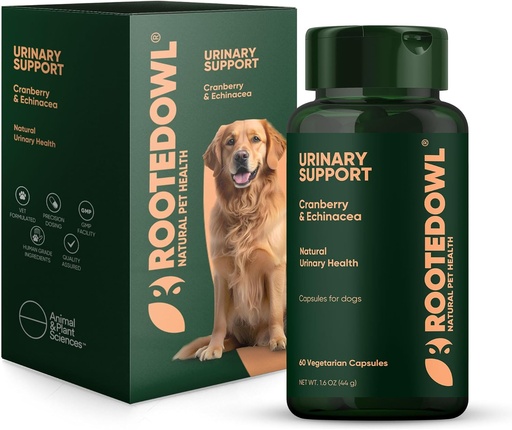 [BRSRAFIHOAPQYAD3] Rooted Owl Urinary Support - Echinacea and Cranberry Supplement for Dogs - Dog UTI Prevention - 60/ct
