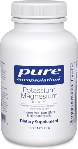 [BRSWIY36BJ5W2ELK] Puhtaat kapselit Kalium Magnesium (Citrate) - Heart Health & Bone Mineralization* - Optimaalinen Imeytyminen - Gluteeniton & muu kuin GMO - 180 kapselia