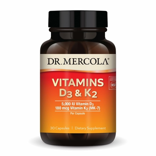 [BRSWKEANDN5GCCY7] Dr. Mercola Vitamins D3 & K2 - Supports Immune, Brain, Cardiovascular, Respiratory & Bone Health - GMO-Free, Gluten-Free & Soy-Free - 30 Capsules (30 Servings)