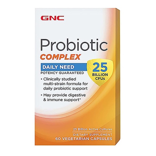 [BRSWKHDYOF7GIFTE] GNC Probiotic Complex Daily Need with 25 Billion CFUs, Twin Pack, 60 Capsules per Bottle, Daily Probiotic Support