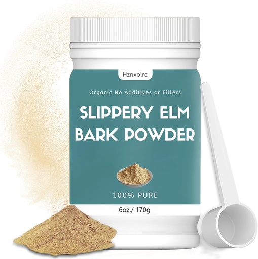 [BRSROAALOQHR4D3K] 6 oz Organic Slippery Elm Powder, Organic Slippery Elm Bark Powder, 100% Pure & Natural, Food-Grade, Helps Soothe The Throat and Coughing, Vegan, Pet Friendly