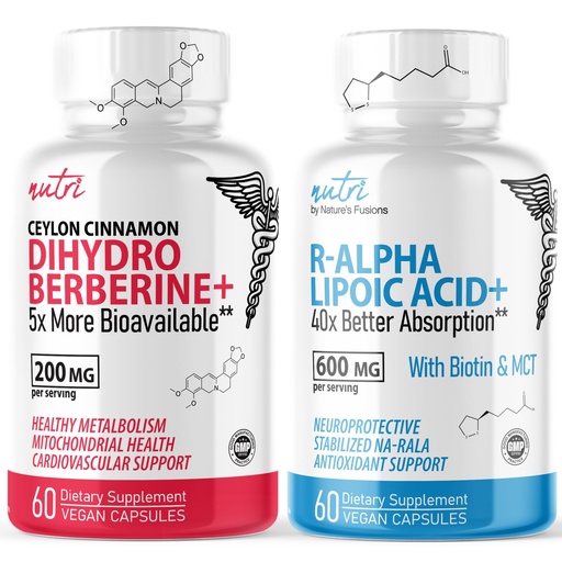 [BRSRAZ35C4BQ23Q6] Nature's Fusions Dihydroberberine 200mg (60 Capsules) - R Alpha Lipoic Acid 600mg (60 Capsules) Bundle