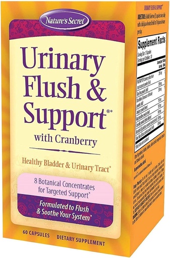 [BRSWKYAGBYPGADDM] Nature's Secret Urinary Flush & Support with Cranberry Promotes Healthy Bladder & Urinary Tract - 8 Botanical Concentrate Blends to Flush & Soothe - Healthy Elimination & Detoxification - 60 Capsules