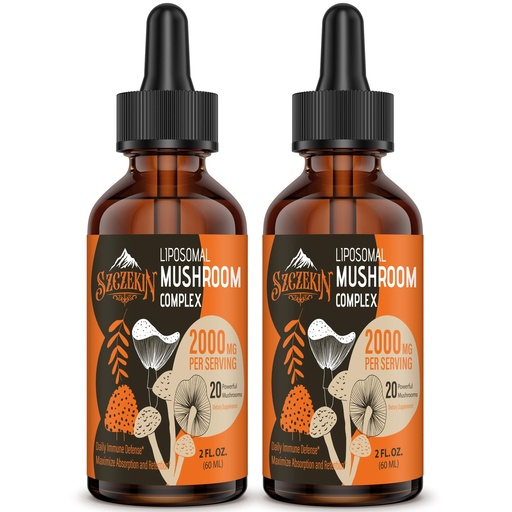 [BRSROA34PMHWKE3F] Liposomal Mushroom Complex Drops 2000 MG - 20 Organic Mushroom Extracts - Advanced Liquid Formula for Immunity, Cognitive and Memory - Lions Mane Supplement, Reishi, Cordyceps, Chaga, 60 Servings