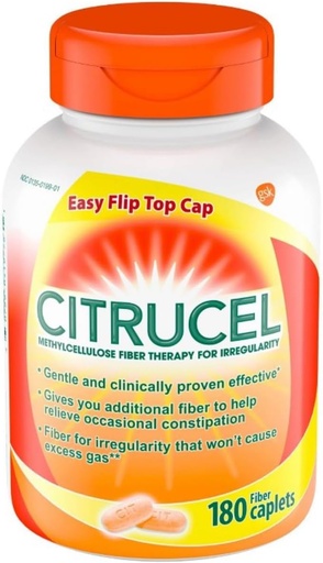 [BRSWIYQ4AIDR4FL2] Citrucel Methylcellulose Fiber Therapy for Regularity, Fiber Caplets, 180-Count Bottle