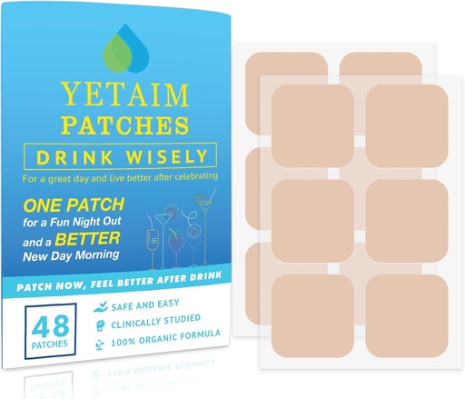[BRSRAGQPBN6WK2DZ] Kadınlar için YETAIM Patches: 48-Pack Energy Boost Hızlı Kurtarma - Gün Gece Partisi Desteği - Parti Fun Morning Revival için Arm Boyunca Uygula - Clear Blue Blue