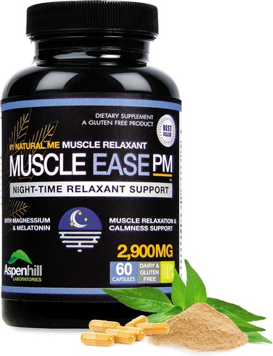 [BRSW2EALCICBEYIU] Nočna mišica Relax mišice PM - 2.900mg Največja moč relaksant z magnezijevim glicinat. Gluten Free – 60 Kapsule (Packageing May Vary)