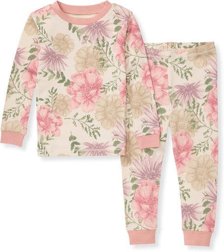 [BRSWGAYFOAPWK33B] Бісквітні бежеві Baby Girls' Pajamas, 2-piece Довгі рукави Tee і штани Органічні бавовняні PJ Set