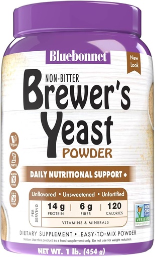 [BRSWIYQZBQPBS3A7] Bluebonnet Nutrition Super Terra Brewers Levedura em pó, Super Alimentos, Alimentos integrais, Fonte de vitaminas, Grande degustação, Vegan, Vegetariano, Não OGM, Sem glúten, Sem soja, Sem leite, Kosher, 1 lb