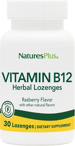 [BRSWIYTYO4AWY3A5] Natures Plus B12 Herbal Lozenges (Methylcobalamin) - 1000 mcg, 30 Sublingual Lozenges - Raspberry - Maximum Absorption Red Blood Cell Support - Energy Booster - Vegetarian, Gluten-Free - 30 Servings