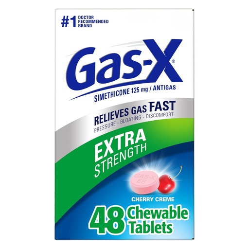 [BRSWKFQRCB7GOFD6] Gas-X Extra Strength Chewable Gas Relief Tablets with Simethicone 125 mg, Cherry - 48 Count