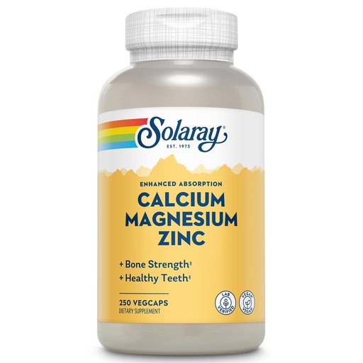 [BRSWIYT3OMAGIE3K] SOLARAY Calcium Magnesium Zinc Supplement - with Calcium 1000mg, Magnesium 500mg - Bone Health, Muscle Function, Heart Health and Immune Support - Vegan, 60 Day Guarantee, 62 Servings, 250 VegCaps