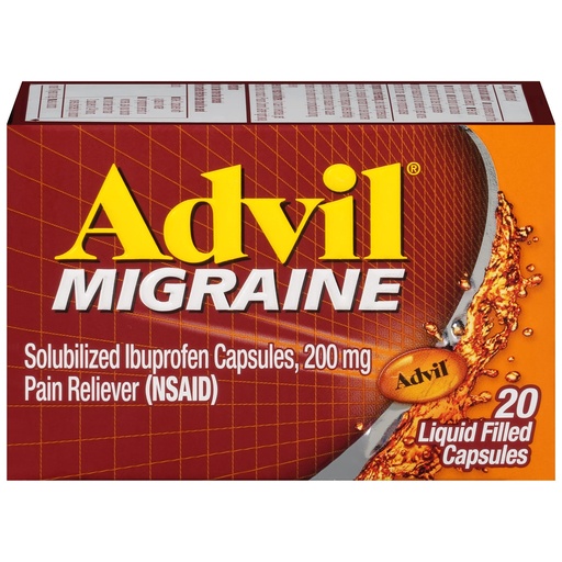 [BRSWIYQ3DEMBSCI5] Advil Migraine Headache Relief, Ibuprofen Capsules with Ibuprofen 200mg for Migraine Relief, Nausea Relief and Light Sensitivity Relief - 20 Liquid Filled Capsules