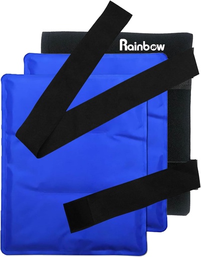 [BRSWYAD2BBYQGEL5] RAINBOW Gel Ice Pack for Back Hip Shoulder Knee, Reusable Ice Packs for Injuries Pain Relief, Heat Cold Compress Therapy Packs for Surgery, Swelling, Bruises Large Cold Pads (11" x 14" - Pack of 2)