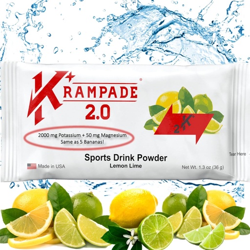 [BRSWYYIPOQAQOAI6] Krampade Potassium Magnesium Supplement Electrolytes Powder - 50 mg Mag + 2000 mg K, >2X More Than Coconut Water | Cramp Relief | Hydration Packets