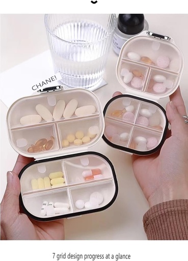 [BRSROCD3C56GGYAU] Pretty Pill Organizer Pill Box dan 7 Kompartemen Besar untuk Memegang Obat-obatan Minyak Vitamin Liver Liver dan Perhiasan dll (Milk White)