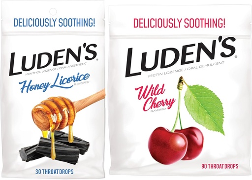 [BRSWYZAPOZ6WG3LD] Ludens Throat Drops, Sore Throat Relief, Wild Cherry Flavor, 90 Grev & Honning Licence Flavor, 30 Greve