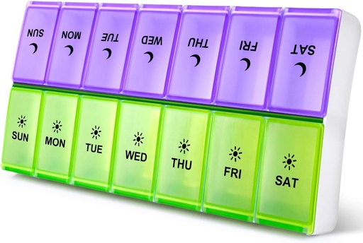 [BRSWYZAQAAGWKELG] DANYING Extra stor pilleorganisator 2 ganger om dagen, XL ukentlig pille boks, PM piller tilfelle, pille container 7 dag, vitamin tilfelle to ganger om dagen