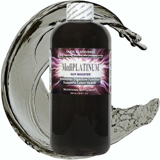 [BRSROCYPOANRQFDP] MediPLATINUM Gut Booster True Colloidal Platinum PtNP Nutritional Supplement - 500 mL (16.9 Fl Oz) in Clear BPA-Free Plastic Bottle