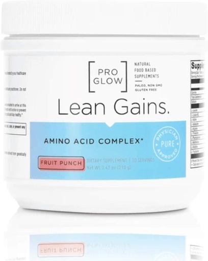 [BRSWGAIOOUIBSEI7] Complexe d'acide amino de punch de fruits pour les femmes pour construire des muscles forts lean - ProGlow Lean Gains (30 portions)
