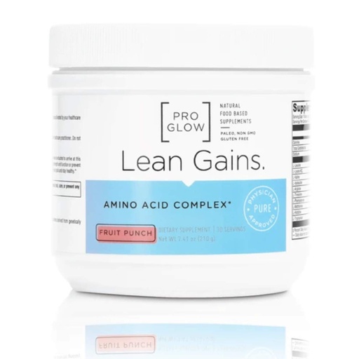 [BRSWGAIOOUIBSEI7] Fruit Punch Flavor Amino Acid Complex for Women to Build Lean Strong Muscles - ProGlow Lean Gains (30 Servings)