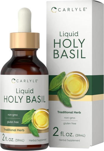 [BRSROGQTDECG2AYZ] Carlyle Holy Basil Tincture | 2 Fl Oz | Extracto líquido | Tulsi Leaf | Drops vexetarianas | Non-GMO, Gluten Free