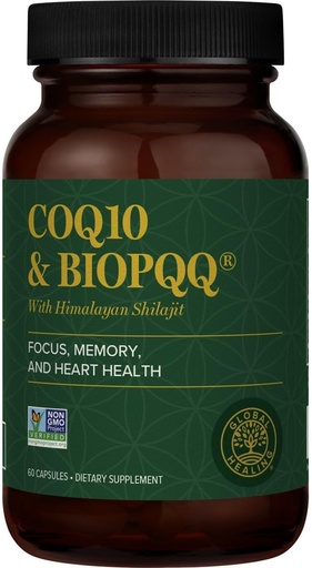 [BRSWGAIPBABQOG3Z] Global Healing Center CoQ10 & BioPQQ с Pure Himalayan Organic Shilajit-Antioxidant Care for Heart & Brain Health,Mhonhondia Energy Optimizer for Men & Women-Coenzyme Ubiinoxine 150mg, 60 капсули